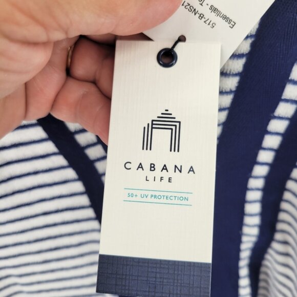 Cabana Life Essential Terry Navy and White Striped Tunic Cover Up Size Medium - Picture 5 of 10